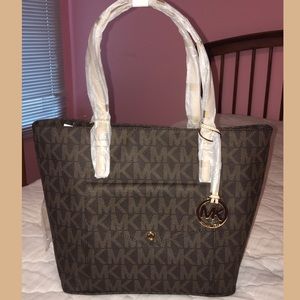 Michael Kors Jet Set Brown Monogram Tote
